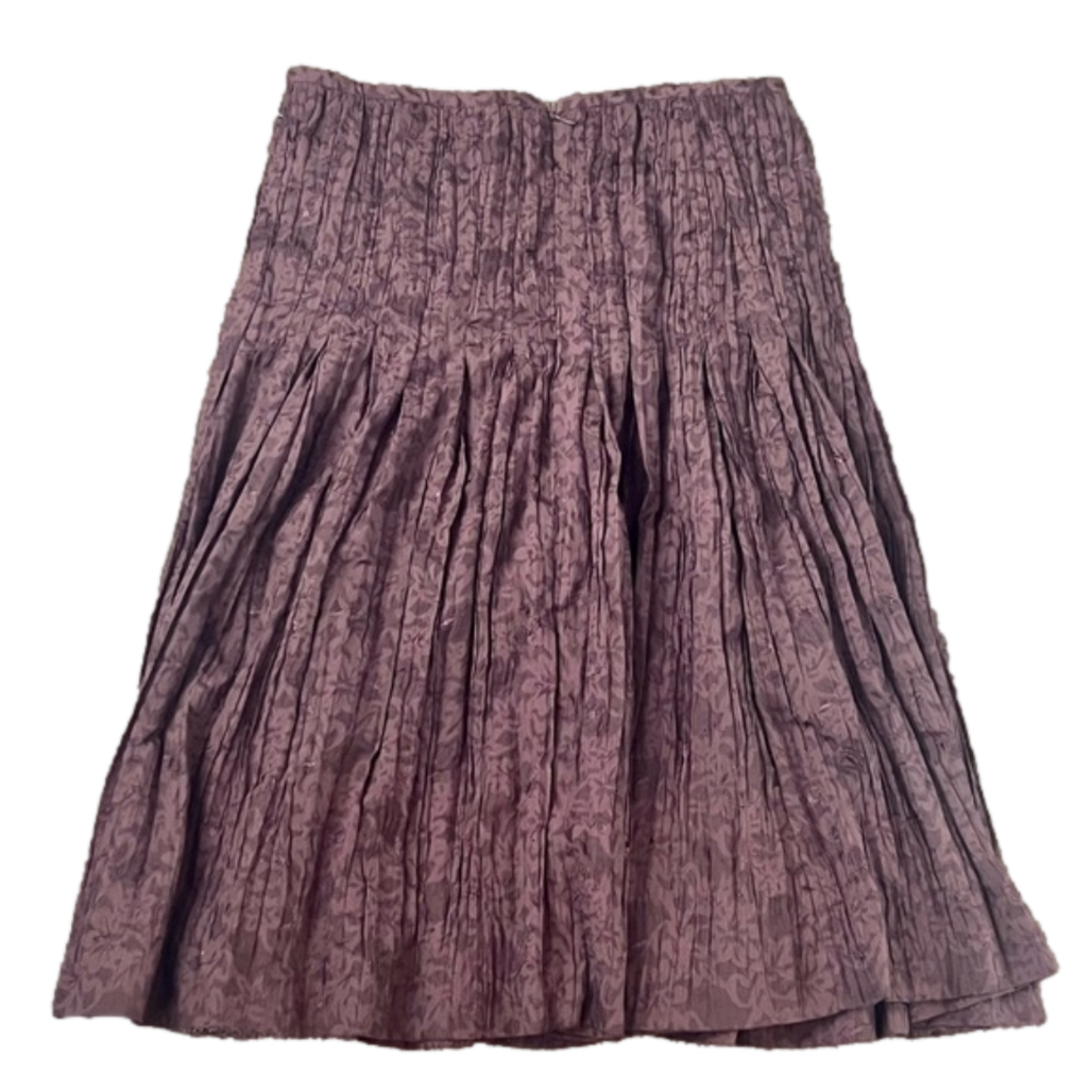 NWOT Bianca Nygard Petite Boho Crimped Fabric Peasant Midi Skirt Size 4P Brown - Picture 4 of 6